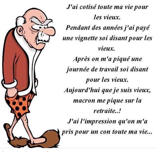 Petite pensée pour nos 74% de retraités qui ont voter Macron !!