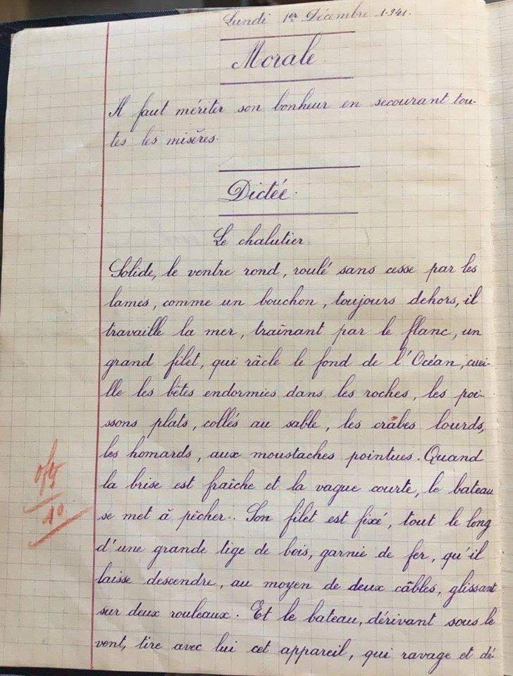 Dictée élève de 13 ans en 1941 !