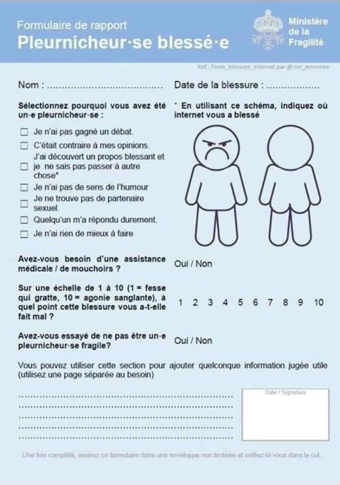 Pour toutes réclamations, imprimer ce document, le remplir, le scanner, et le renvoyer à qui de droit.