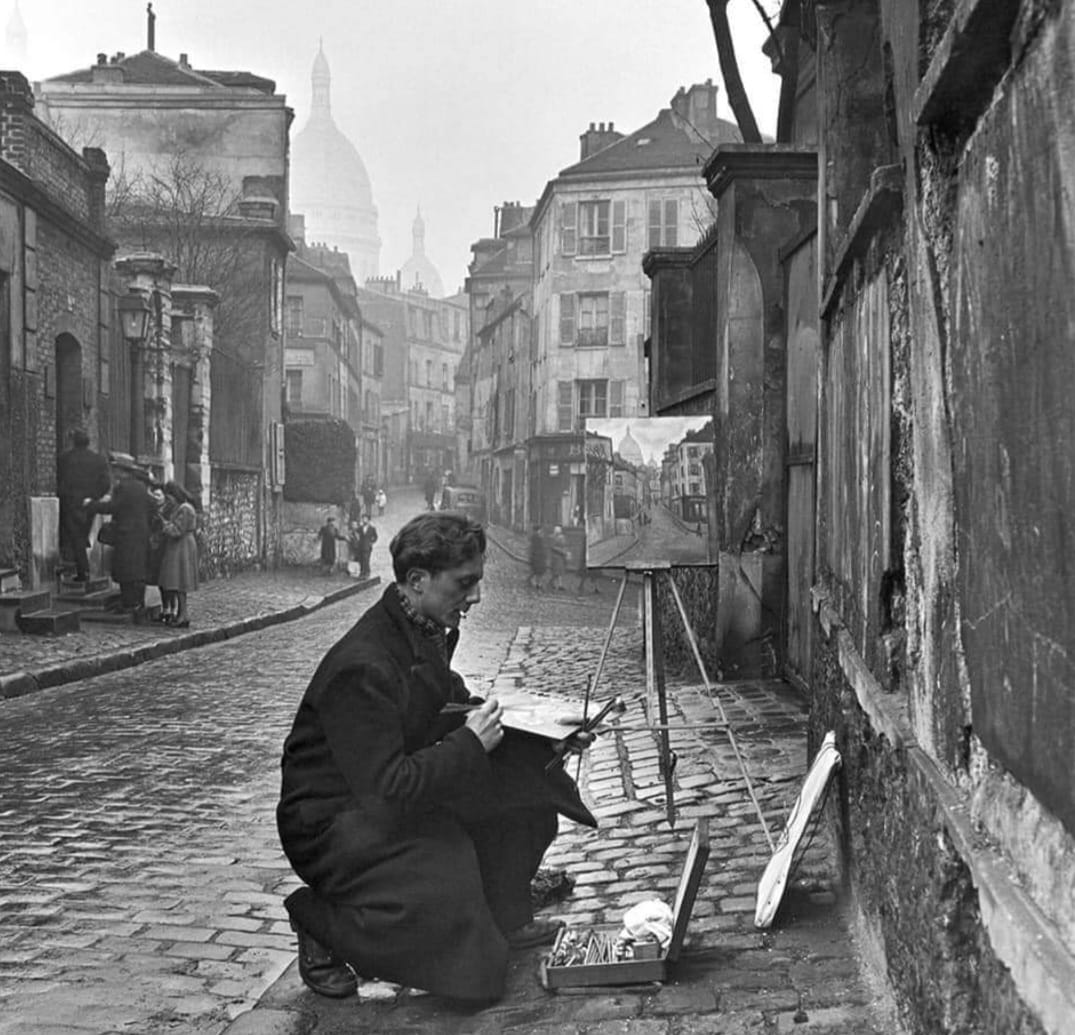 La rue Norvins dans Montmartre en 1946.