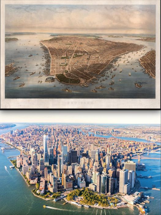 Manhattan en 1851 et aujourd