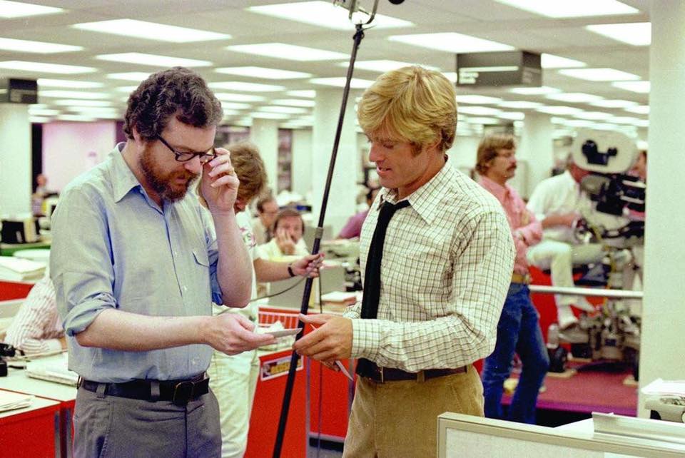 Alan J. Pakula et Robert Redford pendant le tournage de All the President