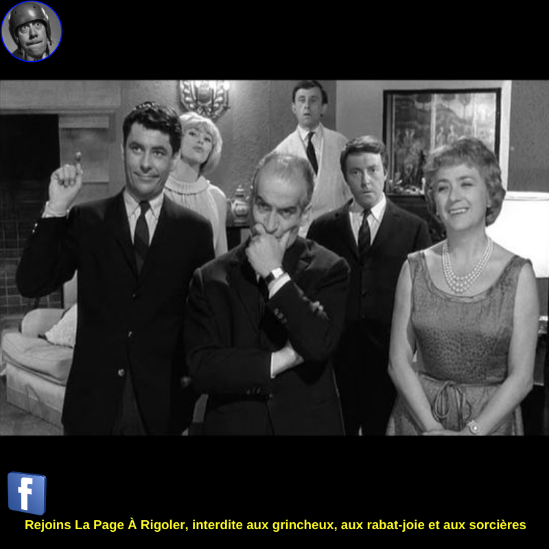 Louis de Funès, Mireille Darc, Philippe Nicaud, Christian Marin et Jacqueline Maillan dans le film Pouic-Pouic (1963) ❤️
