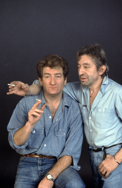 Eddy Mitchell et Serge Gainsbourg sur le tournage du vidéo clip  Vieille canaille  - Octobre 1985